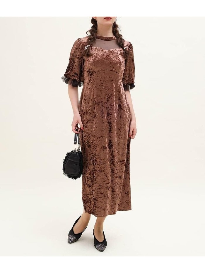 【ラシュッド/LASUD】のベロアストーンワンピース インテリア・キッズ・メンズ・レディースファッション・服の通販 founy(ファウニー) https://founy.com/ ファッション Fashion レディースファッション Fashion for Women ワンピース Dresses ストーン Stone, Gem-Like フリル Frill, Ruffle ベロア Velour, Soft Velvet ヨーク Yoke, Yoke Design エレガント 上品 Elegant |ID: prp329100004982244 ipo3291000000037325689