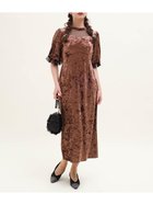 【ラシュッド/LASUD】のベロアストーンワンピース 大人の最旬トレンドファッション＆コーディネート founy(ファウニー) ファッション Fashion レディースファッション Fashion for Women ワンピース Dresses ストーン Stone, Gem-Like フリル Frill, Ruffle ベロア Velour, Soft Velvet ヨーク Yoke, Yoke Design エレガント 上品 Elegant thumbnail キャメル|ID: prp329100004982244 ipo3291000000037325690