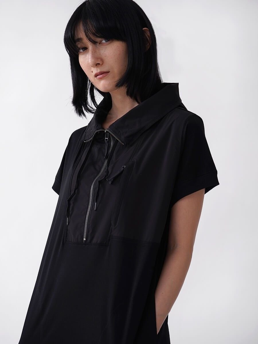【ラシュッド/LASUD】のハーフZIPフードワンピース インテリア・キッズ・メンズ・レディースファッション・服の通販 founy(ファウニー) 　ファッション　Fashion　レディースファッション　Fashion for Women　ワンピース　Dresses　ハーフ　Half, Half-Length　夏　Summer　ブラック|ID: prp329100004982255 ipo3291000000037325730
