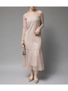 【ラシュッド/LASUD】のラメチュールメロウワンピース 大人の最旬トレンドファッション＆コーディネート founy(ファウニー) ファッション Fashion レディースファッション Fashion for Women ワンピース Dresses アクセサリー Fashion Accessories インナー Innerwear ギャザー Gathered, Ruffled チュール Tulip, Tulip Motif エレガント 上品 Elegant thumbnail ベージュ|ID: prp329100004982264 ipo3291000000037325754