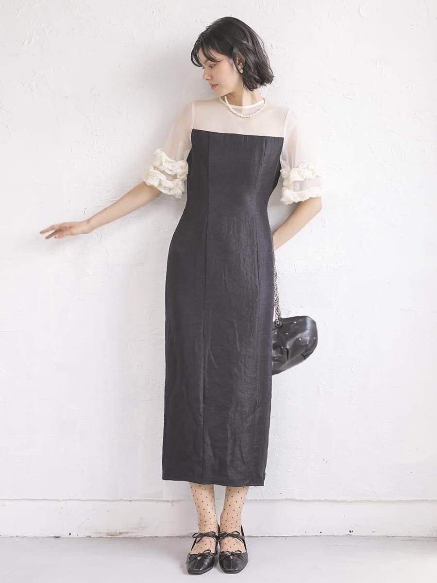 【ラシュッド/LASUD】のボリュームスリーブドレス インテリア・キッズ・メンズ・レディースファッション・服の通販 founy(ファウニー) 　ファッション　Fashion　レディースファッション　Fashion for Women　トップス・カットソー　Cut & Sew Tops　ボリューム袖・フリルスリーブブラウス　Voluminous & Ruffle Sleeves / Puffy Sleeve Tops　ワンピース　Dresses　フォーマル・パーティードレス・結婚式用ドレス　Elegant & Casual Dresses　おすすめ　Recommended / Our Picks　サテン　Satin, Glossy Fabric　スパンコール　Sequins, Sequin Embellishment　チュール　Tulip, Tulip Motif　ドレス　Dress, One-Piece　フォーマル　Formal, Dressy　フリル　Frill, Ruffle　レース　Lace, Lace Fabric　エレガント 上品　Elegant　二次会　After Party　結婚式　Wedding　クロ系|ID: prp329100004982270 ipo3291000000037325772