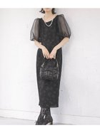 【ラシュッド/LASUD】のパフスリーブラメフラワードレス ブラック|ID: prp329100004982271 ipo3291000000037325775
