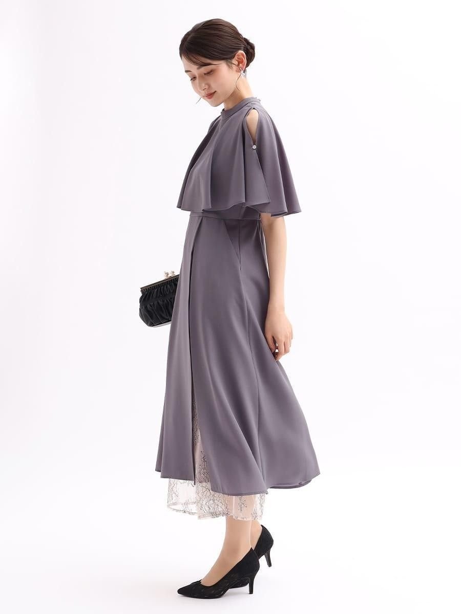 【ヴァン/Vin】のフリルショルダーカットオールインワン インテリア・キッズ・メンズ・レディースファッション・服の通販 founy(ファウニー) 　ファッション　Fashion　レディースファッション　Fashion for Women　ワンピース　Dresses　オールインワン・ワンピース　Dresses and Jumpsuits　オケージョン　Occasion Wear　スリット　Slit, Slit Detail　フリル　Frill, Ruffle　フロント　Front, Front Design　レース　Lace, Lace Fabric　エレガント 上品　Elegant　グレー|ID: prp329100004982275 ipo3291000000037325785