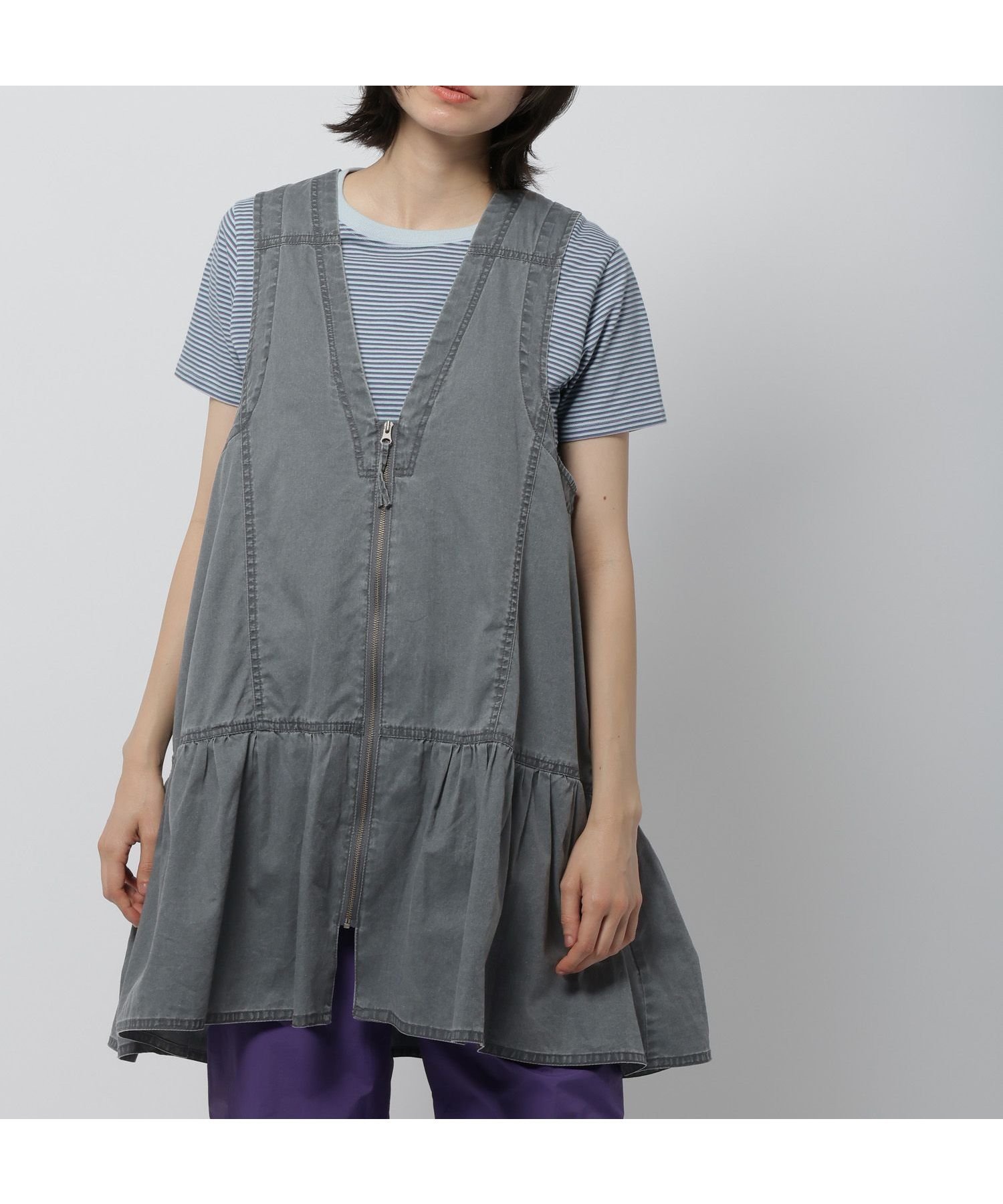 【ニコアンド/niko and】のZIPフレアチュニックワンピース インテリア・キッズ・メンズ・レディースファッション・服の通販 founy(ファウニー) 　ファッション　Fashion　レディースファッション　Fashion for Women　ワンピース　Dresses　チュニック　Tunic Tops & Dresses　おすすめ　Recommended / Our Picks　インナー　Innerwear　ガーリー　Girly, Feminine Style　ジップ　Zip, Zipper　チュニック　Tunic, Long Top　デニム　Denim, Jeans Material　バランス　Balance, Style Balance　フロント　Front, Front Design　ヴィンテージ　Vintage Style　軽量　Lightweight, Ultra Light　チャコール|ID: prp329100004982276 ipo3291000000037325789