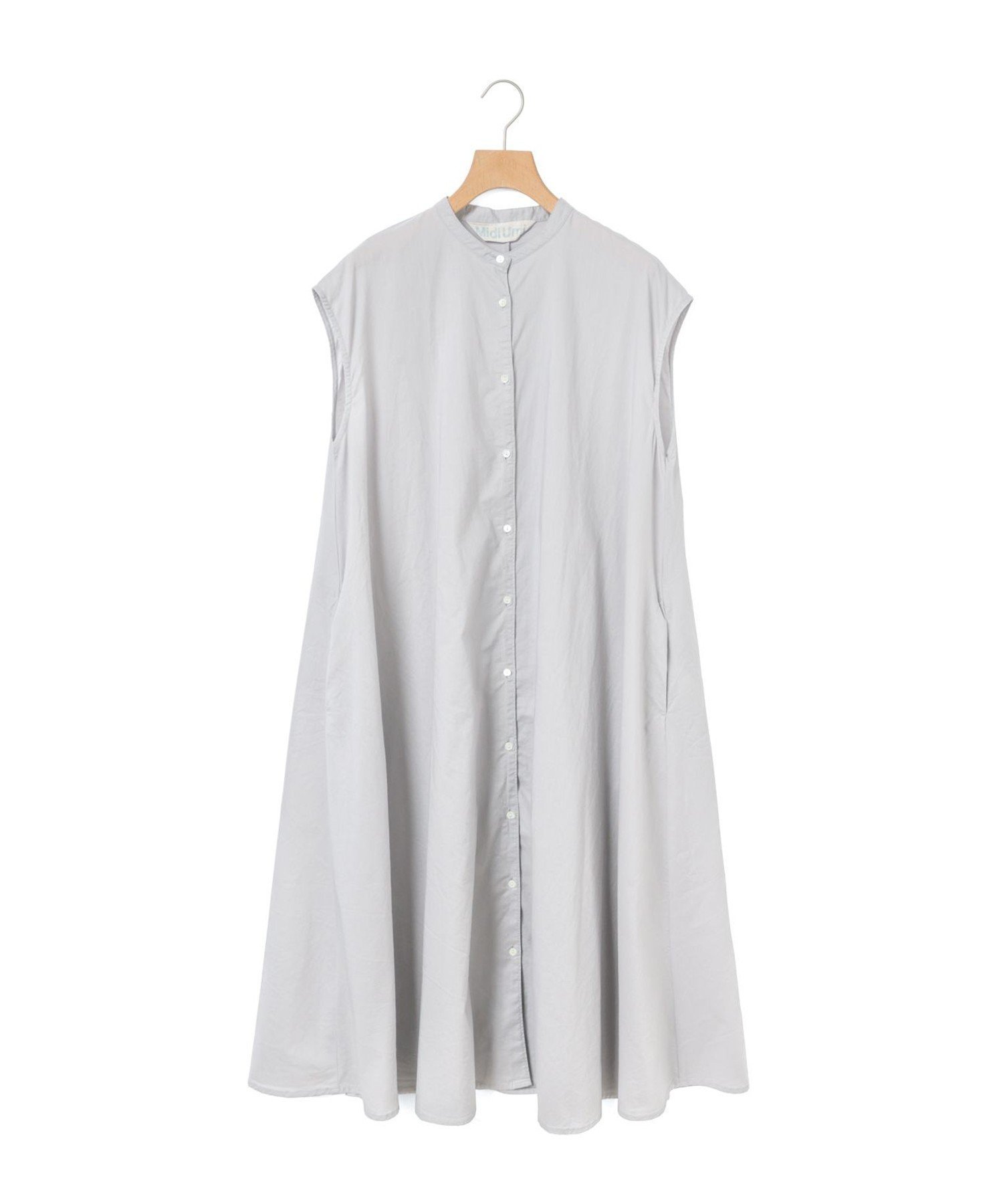 【マーコート/MARcourt】のMidiUmi ノースリーブプリーツシャツワンピース インテリア・キッズ・メンズ・レディースファッション・服の通販 founy(ファウニー) 　ファッション　Fashion　レディースファッション　Fashion for Women　ワンピース　Dresses　シャツワンピース / 1枚で着映えコーデ　Shirt Dresses　ノースリーブ　Sleeveless, No-Sleeve　フレア　Flare, Flared　フロント　Front, Front Design　ポケット　Pocket, Pocket Detail　今季　This Season, Current Season　夏　Summer　無地　Plain, Solid Color　ライトグレー|ID: prp329100004982279 ipo3291000000037325802