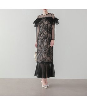【レジャ/Leja】のフラワースパンコールヘムチュールIラインワンピースドレス結婚式 大人の最旬トレンドファッション＆コーディネート founy(ファウニー) ファッション Fashion レディースファッション Fashion for Women ワンピース Dresses フォーマル・パーティードレス・結婚式用ドレス Elegant & Casual Dresses 結婚式 Wedding |ID:prp329100004982282