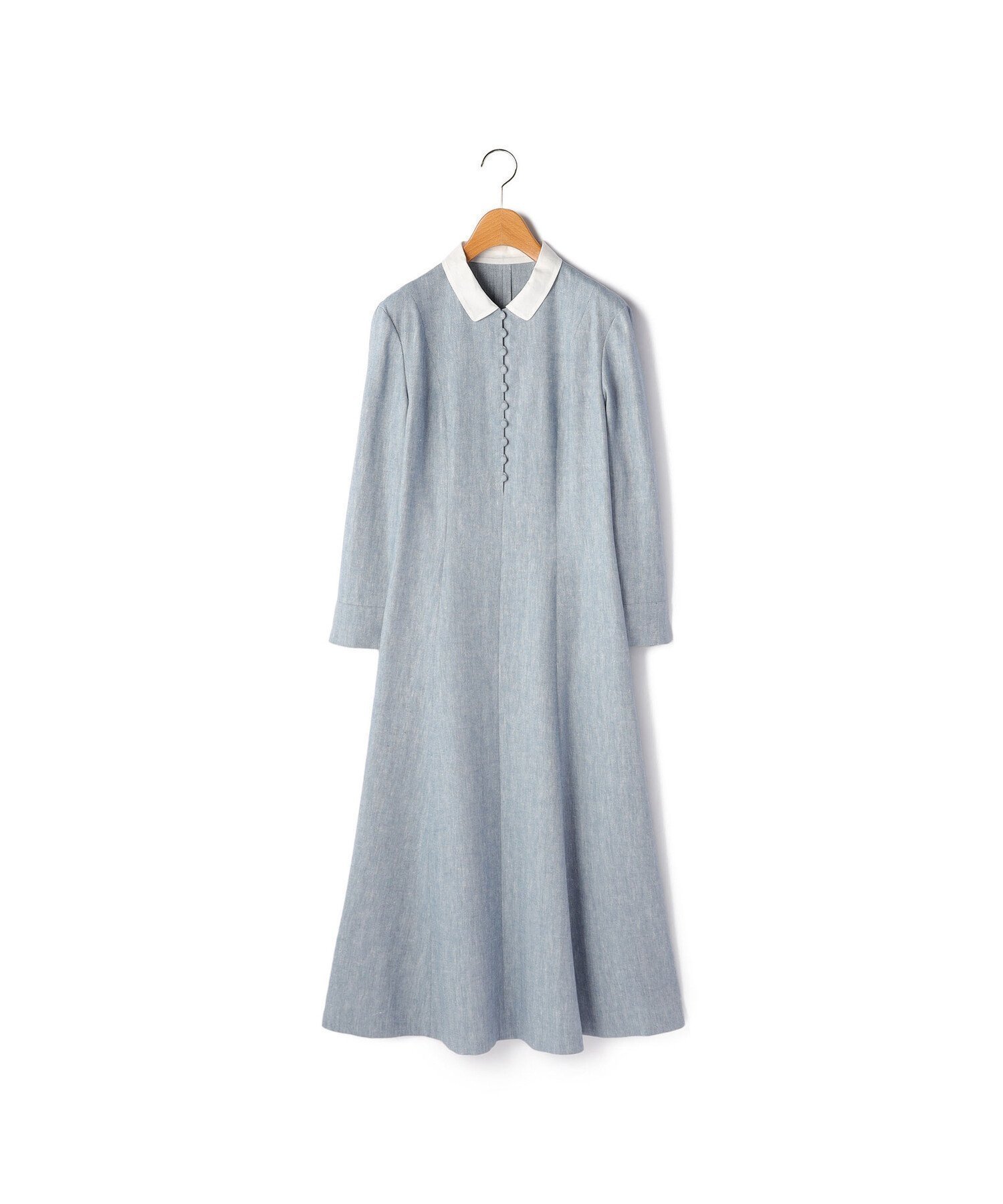 【キース/KEITH】のヘリンボーンワンピース インテリア・キッズ・メンズ・レディースファッション・服の通販 founy(ファウニー) 　ファッション　Fashion　レディースファッション　Fashion for Women　ワンピース　Dresses　エレガント 上品　Elegant　ドレープ　Drape, Draping Fabric　フェミニン　Feminine, Girly　フレア　Flare, Flared　フロント　Front, Front Design　長袖　Long Sleeve, Full Sleeve　ブルー|ID: prp329100004982299 ipo3291000000037325862