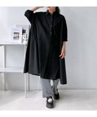 【アズノウアズ プラス/AS KNOW AS plus】の○『ゆったりサイズ』『ポケット付き』異素材合わせて7分袖シャツワンピース クロレース2|ID: prp329100004982326 ipo3291000000037325964