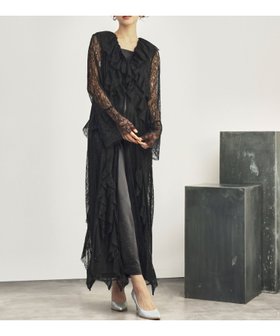 【リバーフィールド アンド コー/RIVER FIELD & Co】のラッフルレースガウンレイヤードパーティードレス 2点セット 結婚式 ワンピース 大人の最旬トレンドファッション＆コーディネート founy(ファウニー) ファッション Fashion レディースファッション Fashion for Women ワンピース Dresses フォーマル・パーティードレス・結婚式用ドレス Elegant & Casual Dresses インナー Innerwear ガウン Gown, Robe サテン Satin, Glossy Fabric スカラップ Scallop, Scalloped Edge チュール Tulip, Tulip Motif フリル Frill, Ruffle 無地 Plain, Solid Color レース Lace, Lace Fabric ロマンティック Romantic, Feminine Style 再入荷 Restock / Back in Stock おすすめ Recommended / Our Picks 結婚式 Wedding 披露宴 Wedding Reception 二次会 After Party |ID:prp329100004982331