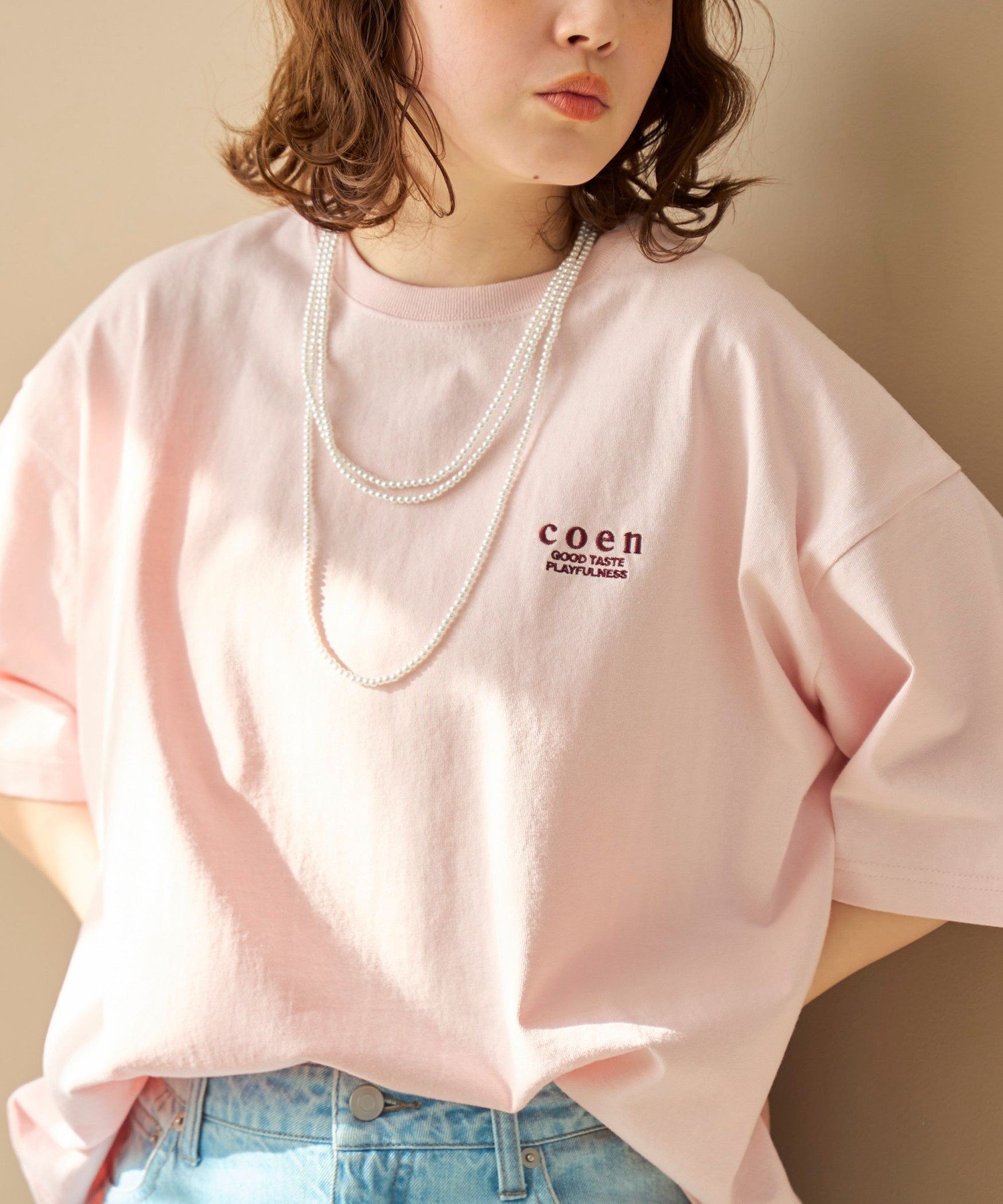 【コーエン/COEN】のcoen(コーエン)ロゴ刺繍 ユニT インテリア・キッズ・メンズ・レディースファッション・服の通販 founy(ファウニー) 　ファッション　Fashion　レディースファッション　Fashion for Women　インナー　Innerwear　春　Spring　キャップ　Cap, Baseball Cap　コンパクト　Compact, Small Size　スウェット / スエット　Sweatshirt, Sweatwear　トレンド　Trend, Trending Now　トレーナー　Sweatshirt, Trainer　定番　Standard, Basic Item　ビスチェ　Bustier, Corset Top　ボーダー　Border, Stripe　無地　Plain, Solid Color　リラックス　Relax, Relaxed Fit　ロング　Long, Long-Length　2026年　2026　2026春夏・S/S　Spring/Summer 2026 SS26　LT.PINK|ID: prp329100004982355 ipo3291000000037326092