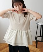 【ディスコート/Discoat】のヘンリーネック切り替えペプラムプルオーバー ライトベージュ|ID: prp329100004982361 ipo3291000000037326147