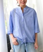 【ジャーナルスタンダード レリューム/JOURNAL STANDARD relume】の《追加 / 新色》ストライプバンドカラードロストシャツ 大人の最旬トレンドファッション＆コーディネート founy(ファウニー) ファッション Fashion レディースファッション Fashion for Women トップス・カットソー Cut & Sew Tops シャツ・ブラウス・オフィスカジュアル Elegant Blouses & Button-Ups 2026年 2026 2026春夏・S/S Spring/Summer 2026 SS26 ストライプ Stripe, Striped Pattern ブラウジング Blouson Silhouette, Cinched Waist 人気 Popular, Best Seller 羽織 Haori, Light Jacket thumbnail ブルー|ID: prp329100004982369 ipo3291000000037326249