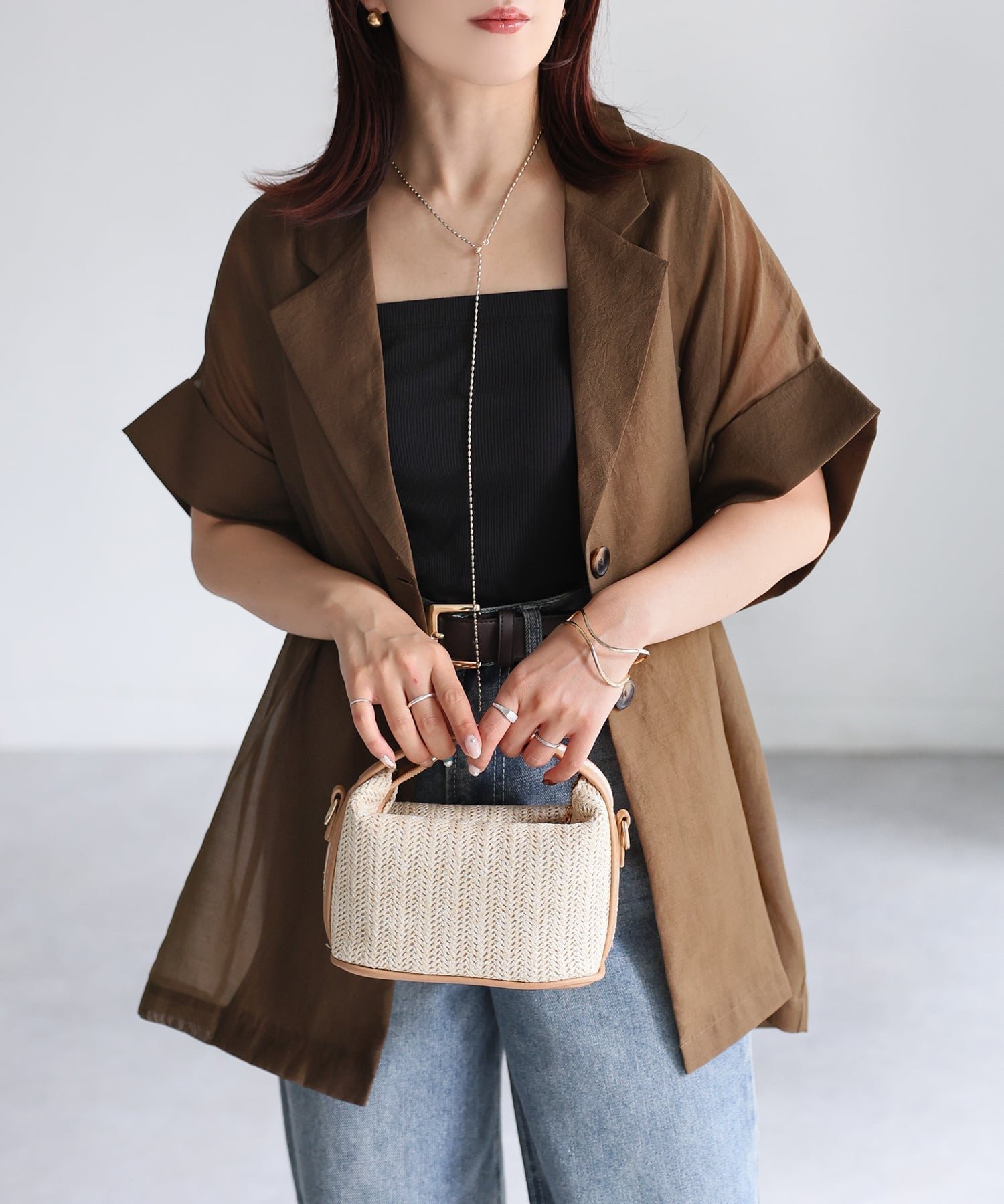 【リベリー/Riberry】のシアー半袖シャツジャケット インテリア・キッズ・メンズ・レディースファッション・服の通販 founy(ファウニー) 　ファッション　Fashion　レディースファッション　Fashion for Women　アウター　Coat / Outerwear Collection　レディースジャケット・軽アウター　Jackets　コンパクト　Compact, Small Size　サマー　Summer, Summer Style　シアー　Sheer, See-Through　シンプル　Simple, Minimal　ジャケット　Jacket, Outerwear　スラックス　Slacks, Dress Pants　タンク　Tank Top, Sleeveless Top　デニム　Denim, Jeans Material　トレンド　Trend, Trending Now　バルーン　Balloon, Balloon Silhouette　フォーマル　Formal, Dressy　ベスト　Vest, Waistcoat　半袖　Short Sleeve, Half Sleeve　リネン　Linen, Linen Fabric　ワンポイント　One Point, Statement Accent　夏　Summer　エレガント 上品　Elegant　セレモニー　Ceremony　ブラウン|ID: prp329100004982373 ipo3291000000037326295
