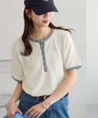 【ディスコート/Discoat】のバイカラーリングドットヘンリー5分袖プルオーバー アイボリー|ID: prp329100004982379 ipo3291000000037326355