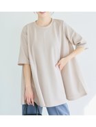 【コカ/COCA】の【速乾/しわになりにくい】エンボスAライン5分袖チュニック 大人の最旬トレンドファッション＆コーディネート founy(ファウニー) ファッション Fashion レディースファッション Fashion for Women トップス・カットソー Cut & Sew Tops サンダル Sandals, Summer Shoes シンプル Simple, Minimal スウェット / スエット Sweatshirt, Sweatwear ストレッチ Stretch, Stretchy Fabric チュニック Tunic, Long Top 定番 Standard, Basic Item バランス Balance, Style Balance フレア Flare, Flared ポケット Pocket, Pocket Detail 半袖 Short Sleeve, Half Sleeve ワイド Wide, Wide Fit 旅行 Travel 2026年 2026 2026春夏・S/S Spring/Summer 2026 SS26 thumbnail Beige|ID: prp329100004982384 ipo3291000000037326382