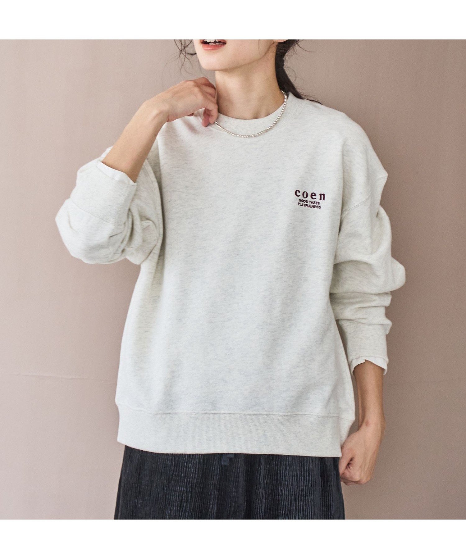 【コーエン/COEN】の【新色登場】COEN(コーエン)ロゴ刺繍 C/N裏毛スウェット インテリア・キッズ・メンズ・レディースファッション・服の通販 founy(ファウニー) 　ファッション　Fashion　レディースファッション　Fashion for Women　トップス・カットソー　Cut & Sew Tops　レディースパーカー・カジュアルフーディー　Casual Hoodies & Sweatshirts　スウェット・クルーネックトップス　Sweatshirts & Crewnecks / Relaxed Fit Sweat Tops　イエロー　Yellow　コンパクト　Compact, Small Size　ショート　Short, Short Length　スウェット / スエット　Sweatshirt, Sweatwear　セットアップ　Set-Up, Coordinated Outfit　デニム　Denim, Jeans Material　ボトム　Bottoms, Lower Wear　ミックス　Mix, Mixed Style　LT.GRAY|ID: prp329100004982392 ipo3291000000037326435