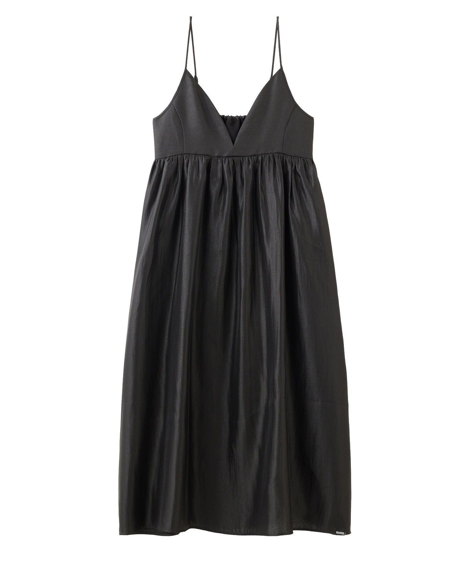 【ミルクフェド/MILKFED.】のSHINY CAMISOLE DRESS インテリア・キッズ・メンズ・レディースファッション・服の通販 founy(ファウニー) 　ファッション　Fashion　レディースファッション　Fashion for Women　ワンピース　Dresses　フォーマル・パーティードレス・結婚式用ドレス　Elegant & Casual Dresses　キャミソール　Camisole, Spaghetti Strap Top　シンプル　Simple, Minimal　デニム　Denim, Jeans Material　ドレス　Dress, One-Piece　長袖　Long Sleeve, Full Sleeve　半袖　Short Sleeve, Half Sleeve　マキシ　Maxi, Full Length　ロング　Long, Long-Length　おすすめ　Recommended / Our Picks　BLACK|ID: prp329100004982406 ipo3291000000037326512