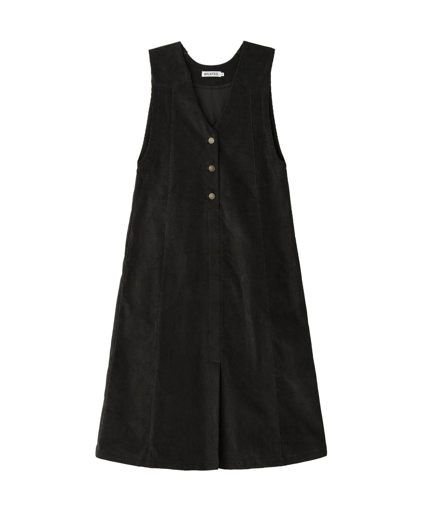 【ミルクフェド/MILKFED.】のCORDUROY JUMPER SKIRT インテリア・キッズ・メンズ・レディースファッション・服の通販 founy(ファウニー) 　ファッション　Fashion　レディースファッション　Fashion for Women　スカート　Skirts　コーデュロイ　Corduroy, Cord Fabric　パッチ　Patch, Appliqué　ポケット　Pocket, Pocket Detail　CHARCOAL|ID: prp329100004982409 ipo3291000000037326522