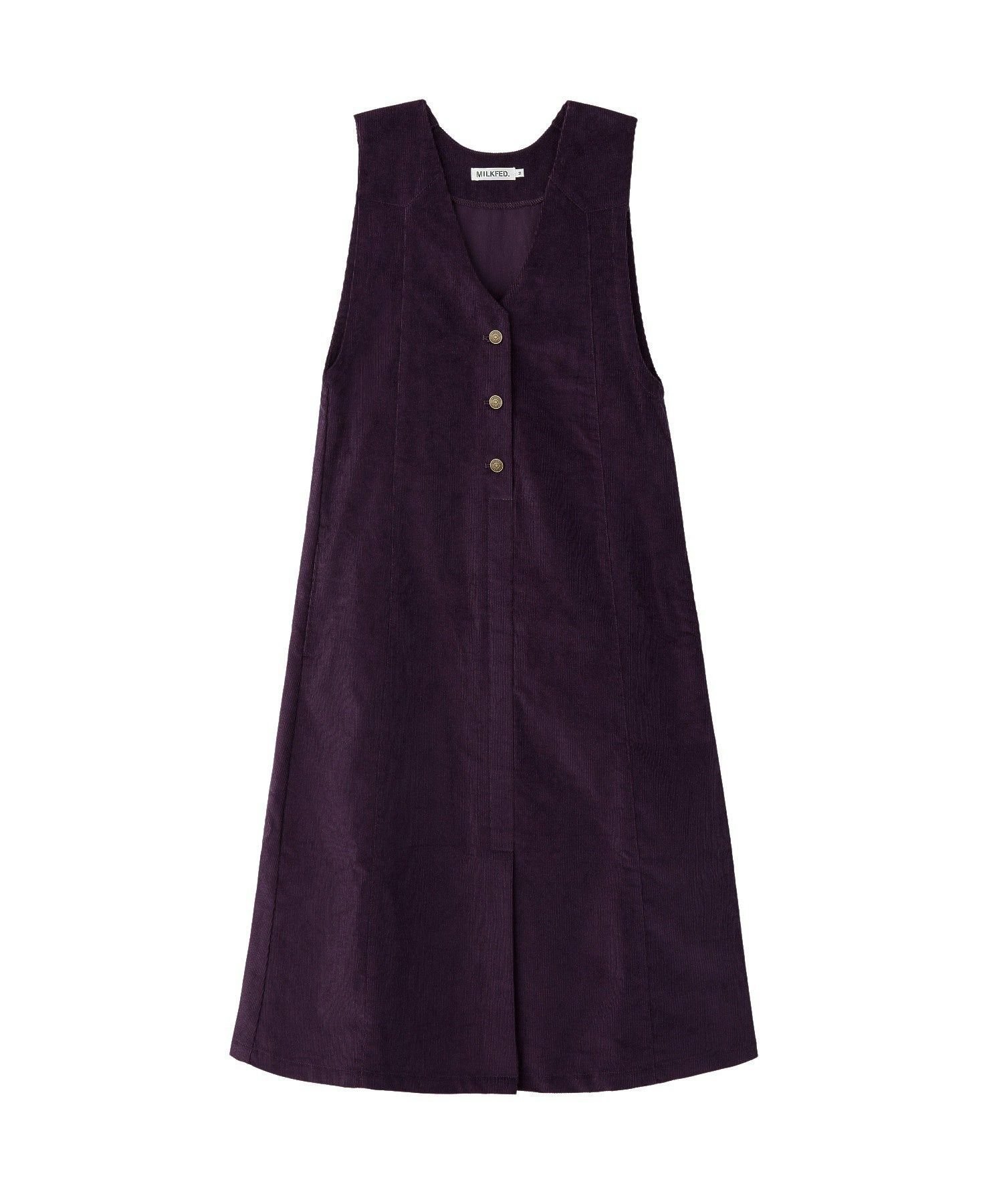 【ミルクフェド/MILKFED.】のCORDUROY JUMPER SKIRT インテリア・キッズ・メンズ・レディースファッション・服の通販 founy(ファウニー) 　ファッション　Fashion　レディースファッション　Fashion for Women　スカート　Skirts　コーデュロイ　Corduroy, Cord Fabric　パッチ　Patch, Appliqué　ポケット　Pocket, Pocket Detail　PURPLE|ID: prp329100004982409 ipo3291000000037326524