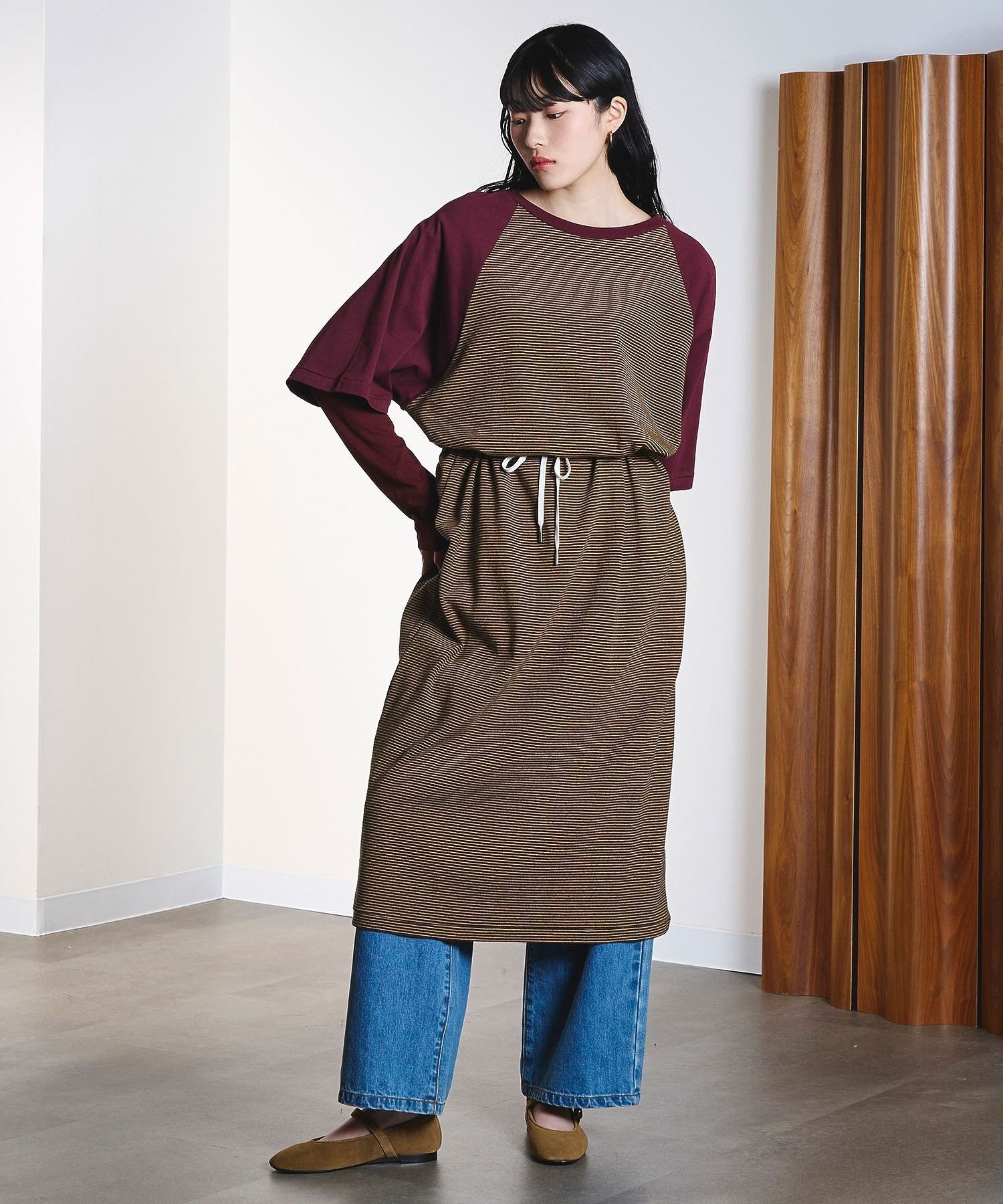 【ローズバッド/ROSE BUD】のSTRIPE RAGLAN DRESS インテリア・キッズ・メンズ・レディースファッション・服の通販 founy(ファウニー) 　ファッション　Fashion　レディースファッション　Fashion for Women　ワンピース　Dresses　フォーマル・パーティードレス・結婚式用ドレス　Elegant & Casual Dresses　イエロー　Yellow　クラシック　Classic, Timeless Style　スポーティ　Sporty, Casual Athletic　スリーブ　Sleeve, Long Sleeve / Short Sleeve　バランス　Balance, Style Balance　ボーダー　Border, Stripe　マキシ　Maxi, Full Length　ミックス　Mix, Mixed Style　リラックス　Relax, Relaxed Fit　ロング　Long, Long-Length　エレガント 上品　Elegant　YELLOW|ID: prp329100004982431 ipo3291000000037326601