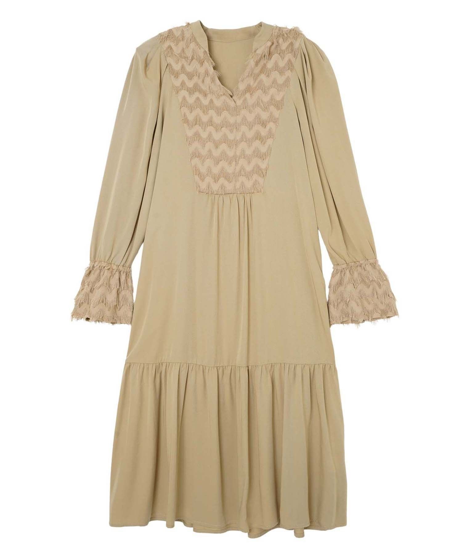 【ミルクフェド/MILKFED.】のFRINGE PANELED DRESS インテリア・キッズ・メンズ・レディースファッション・服の通販 founy(ファウニー) 　ファッション　Fashion　レディースファッション　Fashion for Women　ワンピース　Dresses　フォーマル・パーティードレス・結婚式用ドレス　Elegant & Casual Dresses　オケージョン　Occasion Wear　キャップ　Cap, Baseball Cap　フリンジ　Fringe, Tassel　ポケット　Pocket, Pocket Detail　マキシ　Maxi, Full Length　ランダム　Random, Irregular　ロング　Long, Long-Length　おすすめ　Recommended / Our Picks　BEIGE|ID: prp329100004982441 ipo3291000000037326640