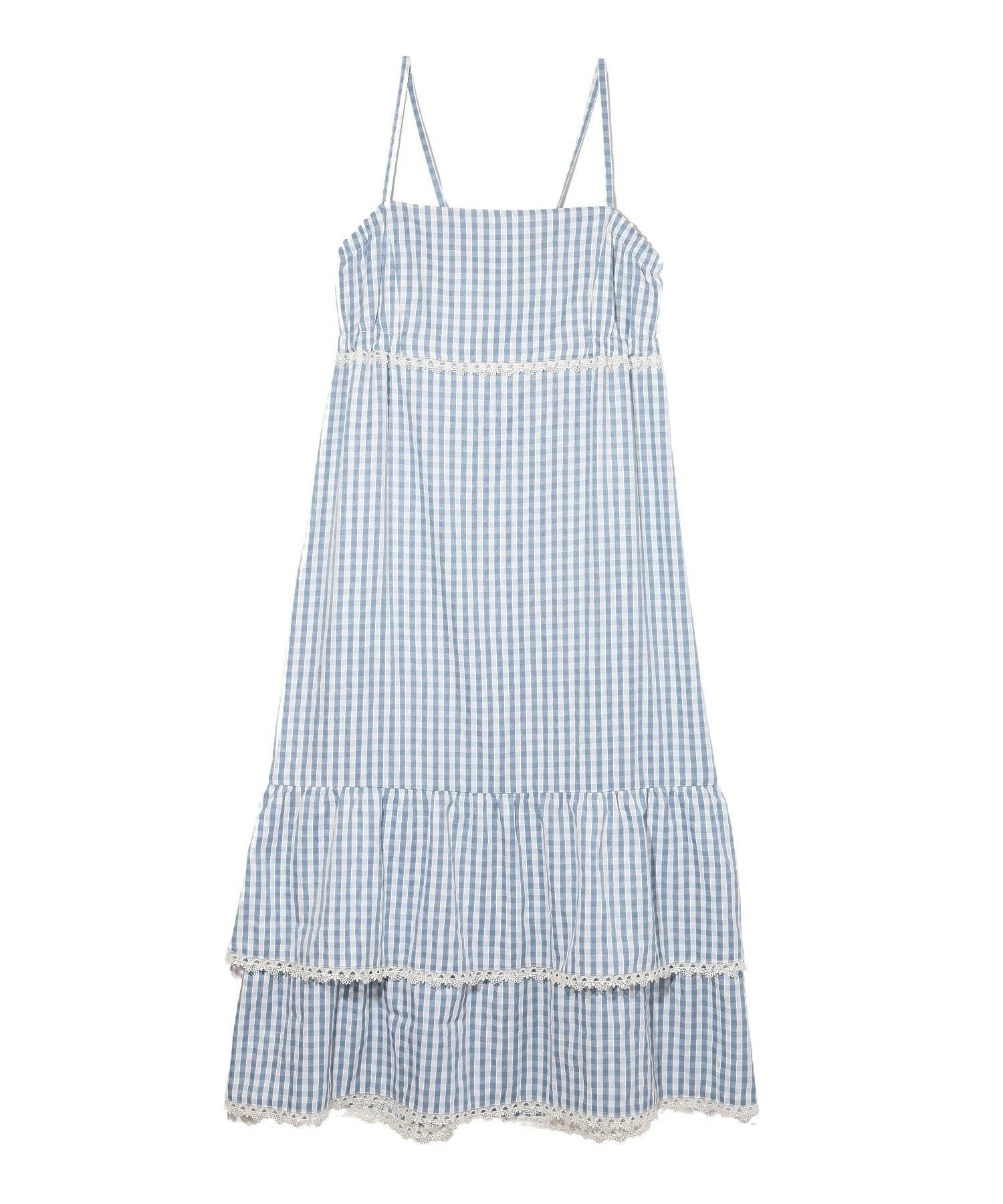 【ミルクフェド/MILKFED.】のGINGHAM CAMISOLE DRESS インテリア・キッズ・メンズ・レディースファッション・服の通販 founy(ファウニー) 　ファッション　Fashion　レディースファッション　Fashion for Women　ワンピース　Dresses　フォーマル・パーティードレス・結婚式用ドレス　Elegant & Casual Dresses　おすすめ　Recommended / Our Picks　カーディガン　Cardigan, Knitwear　キャミソール　Camisole, Spaghetti Strap Top　キャミワンピース　Cami Dress, Slip Dress　ギンガム　Gingham, Gingham Fabric　シンプル　Simple, Minimal　タンク　Tank Top, Sleeveless Top　チェック　Check, Plaid, Tartan　ポケット　Pocket, Pocket Detail　マキシ　Maxi, Full Length　リボン　Ribbon, Bow　レース　Lace, Lace Fabric　ロング　Long, Long-Length　LtBLUE|ID: prp329100004982450 ipo3291000000037326672