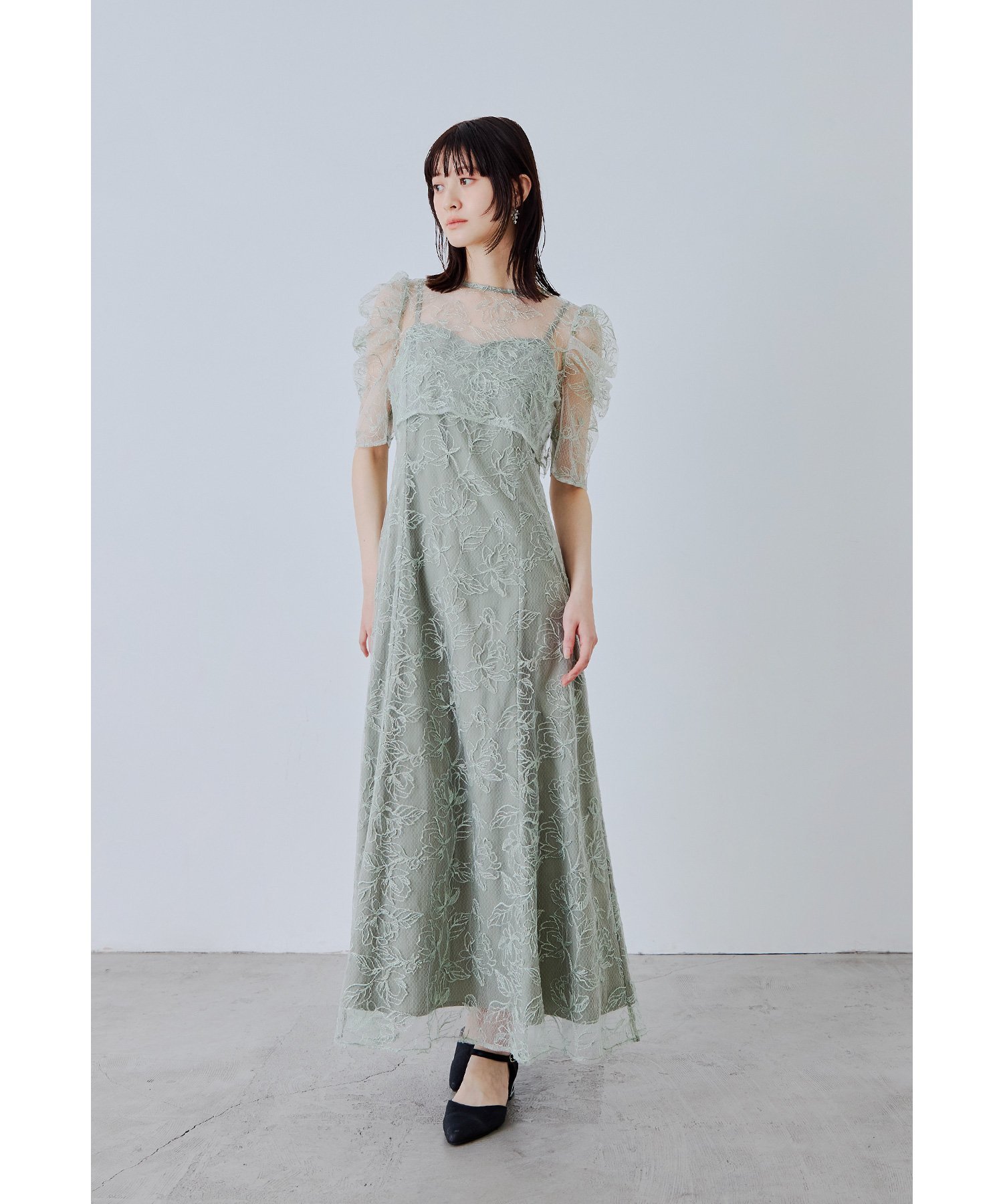 【ビーフラット/bflat】のシアーレースボレロセットドレス 2点セット キャミワンピース 結婚式 成人式 二次会 インテリア・キッズ・メンズ・レディースファッション・服の通販 founy(ファウニー) 　ファッション　Fashion　レディースファッション　Fashion for Women　アウター　Coat / Outerwear Collection　ボレロ・ショート丈ジャケット / ドレス羽織りに　Boleros & Short Jackets　ワンピース　Dresses　フォーマル・パーティードレス・結婚式用ドレス　Elegant & Casual Dresses　キャミソールワンピース　Camisole Dresses　おすすめ　Recommended / Our Picks　キャミワンピース　Cami Dress, Slip Dress　ショート　Short, Short Length　パターン　Pattern, Design Print　フラワー　Flower, Floral　フレア　Flare, Flared　ボレロ　Bolero, Short Cardigan　二次会　After Party　披露宴　Wedding Reception　結婚式　Wedding　グリーン|ID: prp329100004982469 ipo3291000000037326741