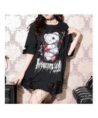 【ノエミ/NOEMIE】の病みくまチェーンユニセックスTシャツ 大人の最旬トレンドファッション＆コーディネート founy(ファウニー) ファッション Fashion レディースファッション Fashion for Women トップス・カットソー Cut & Sew Tops シャツ・ブラウス・オフィスカジュアル Elegant Blouses & Button-Ups ロングTシャツ・Tシャツ Longline T-Shirts & Tees イラスト Illustration ダメージ Distressed, Destroyed チェーン Chain, Chain Strap thumbnail 赤|ID: prp329100004982484 ipo3291000000037326792