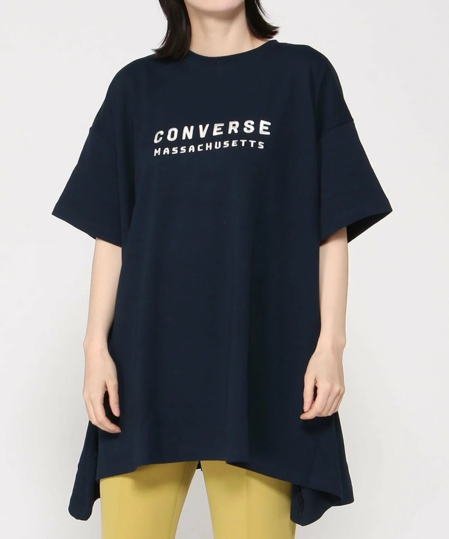 【ジーンズメイト/JEANS MATE】のCONVERSE/吸汗速乾 フレア チュニック インテリア・キッズ・メンズ・レディースファッション・服の通販 founy(ファウニー) 　ファッション　Fashion　レディースファッション　Fashion for Women　トップス・カットソー　Cut & Sew Tops　シューズ　Shoes, Footwear　シンプル　Simple, Minimal　チュニック　Tunic, Long Top　人気　Popular, Best Seller　フレア　Flare, Flared　ベビー　Baby, Babywear　リラックス　Relax, Relaxed Fit　夏　Summer　エレガント 上品　Elegant　ネービー|ID: prp329100004982508 ipo3291000000037326881