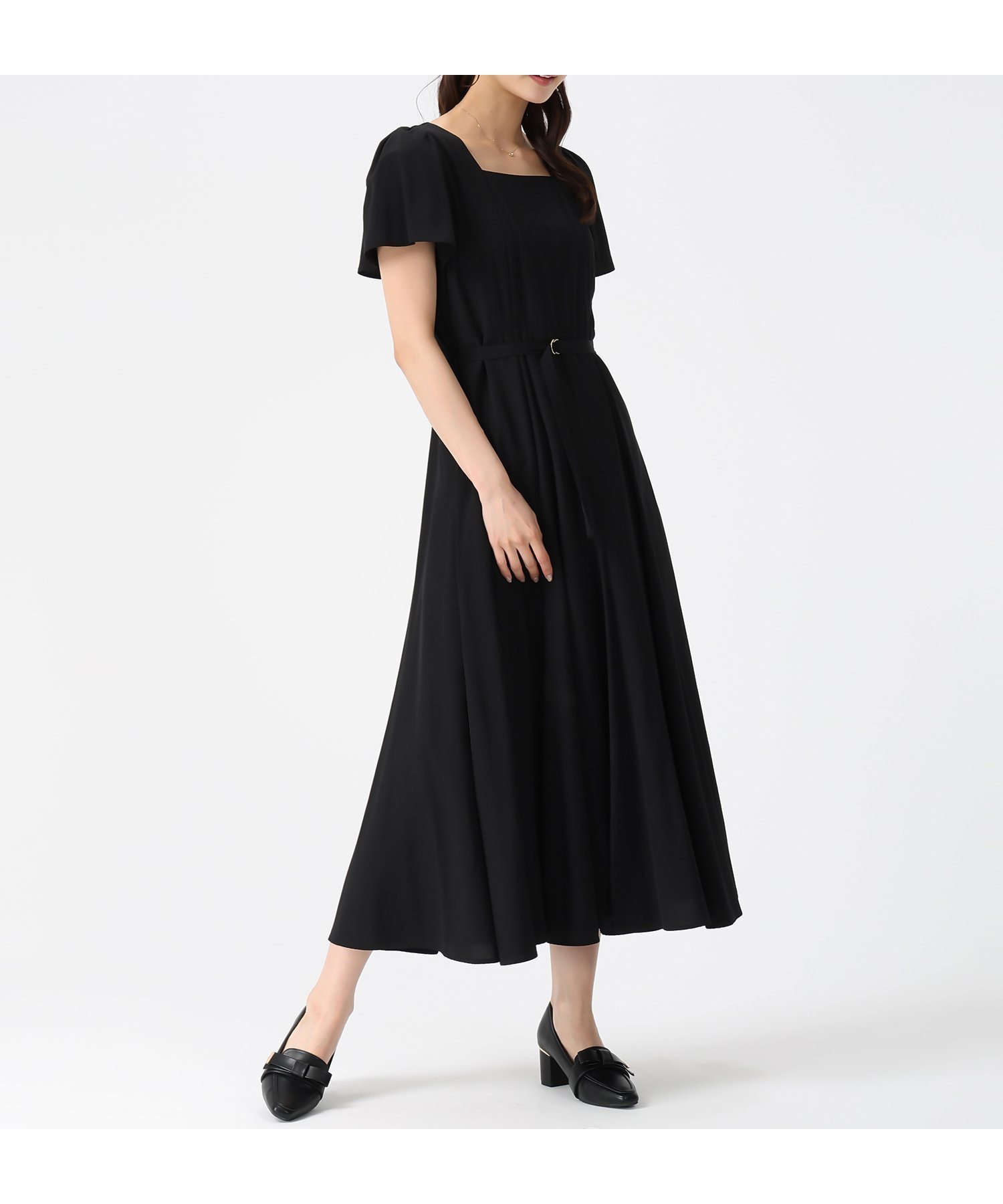 【ミッシュマッシュ/MISCH MASCH】のスクエアネックバックリボンAラインワンピース MM627408 インテリア・キッズ・メンズ・レディースファッション・服の通販 founy(ファウニー) 　ファッション　Fashion　レディースファッション　Fashion for Women　ワンピース　Dresses　Aラインワンピース・フレアシルエット　A-Line Dresses / Flared Silhouette Dresses　ブラック|ID: prp329100004982524 ipo3291000000037326935
