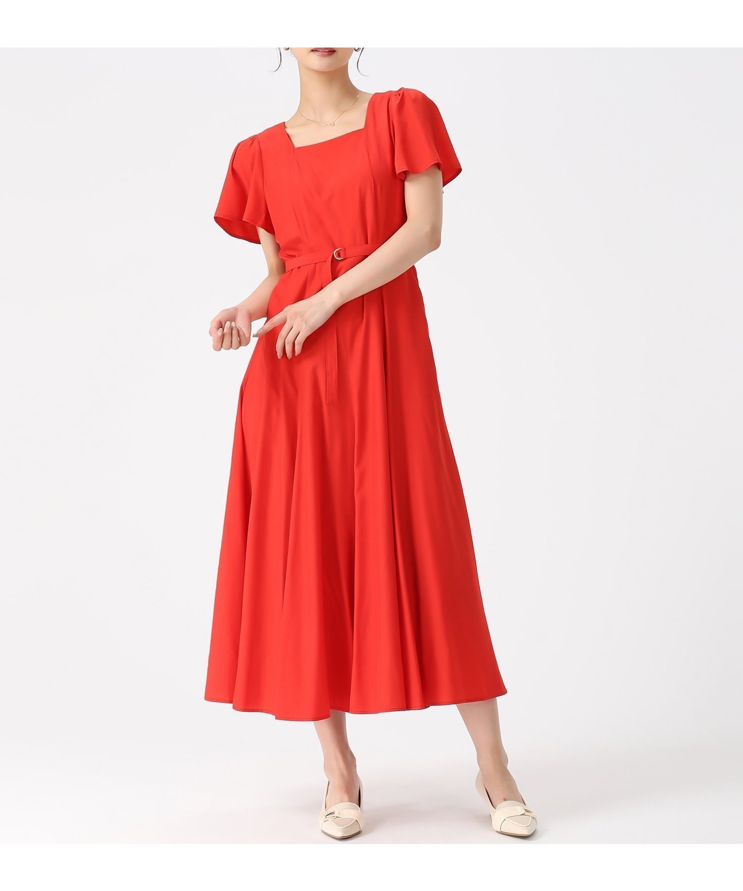【ミッシュマッシュ/MISCH MASCH】のスクエアネックバックリボンAラインワンピース MM627408 インテリア・キッズ・メンズ・レディースファッション・服の通販 founy(ファウニー) 　ファッション　Fashion　レディースファッション　Fashion for Women　ワンピース　Dresses　Aラインワンピース・フレアシルエット　A-Line Dresses / Flared Silhouette Dresses　レッド|ID: prp329100004982524 ipo3291000000037326936