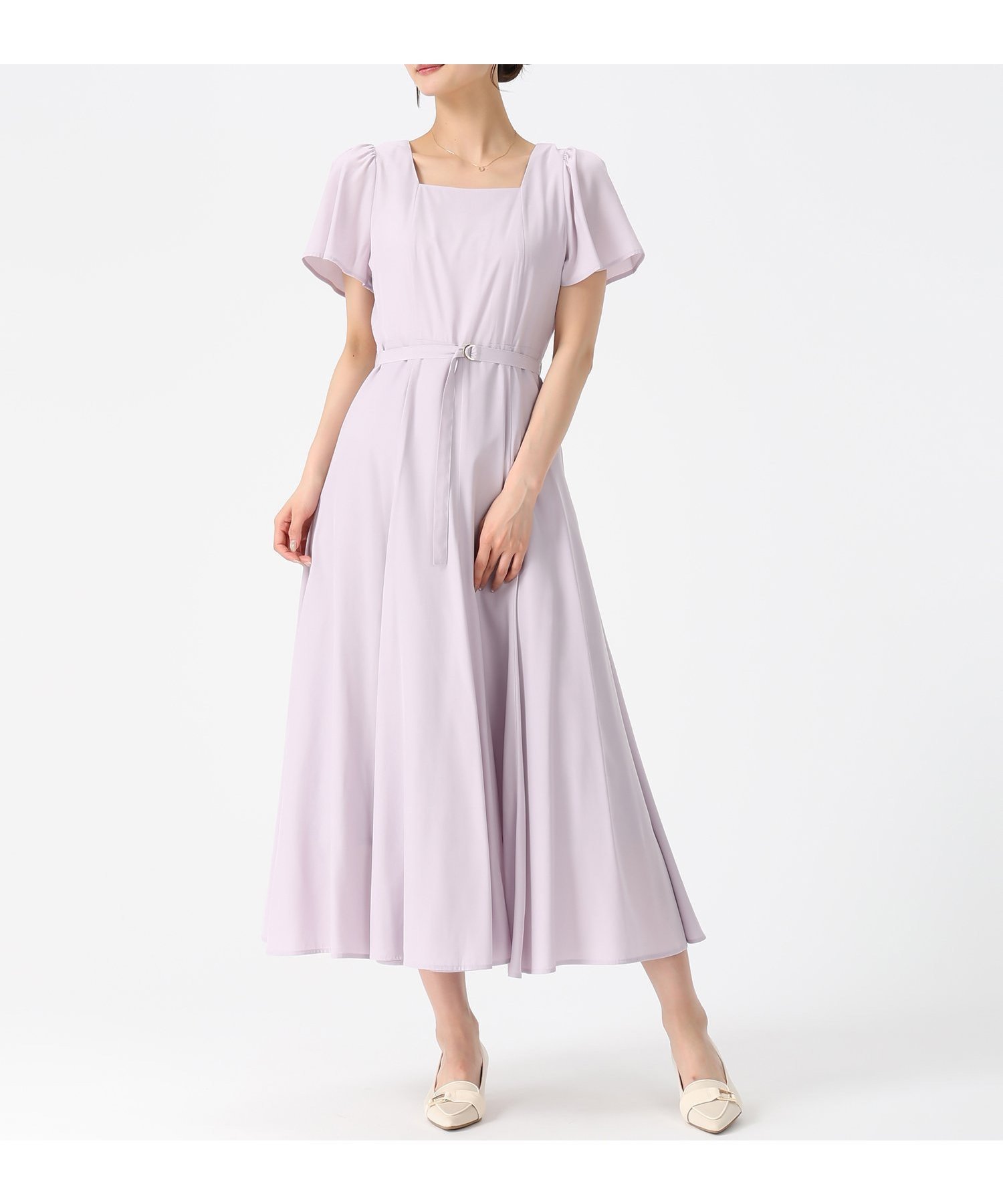 【ミッシュマッシュ/MISCH MASCH】のスクエアネックバックリボンAラインワンピース MM627408 インテリア・キッズ・メンズ・レディースファッション・服の通販 founy(ファウニー) 　ファッション　Fashion　レディースファッション　Fashion for Women　ワンピース　Dresses　Aラインワンピース・フレアシルエット　A-Line Dresses / Flared Silhouette Dresses　ラベンダー|ID: prp329100004982524 ipo3291000000037326937