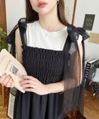 【モーメントプラス/moment+ / MEN】の無地 ドットプリントショルダーリボンシャーリングティアードワンピース ブラック|ID: prp329100004982531 ipo3291000000037326968
