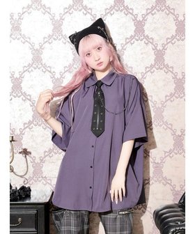 【ノエミ/NOEMIE】のチェーンZIPネクタイ付きバックプリントユニセックスシャツ 大人の最旬トレンドファッション＆コーディネート founy(ファウニー) ファッション Fashion レディースファッション Fashion for Women トップス・カットソー Cut & Sew Tops シャツ・ブラウス・オフィスカジュアル Elegant Blouses & Button-Ups バッグ Bags チェーン Chain, Chain Strap フォルム Silhouette, Form リラックス Relax, Relaxed Fit |ID:prp329100004982539