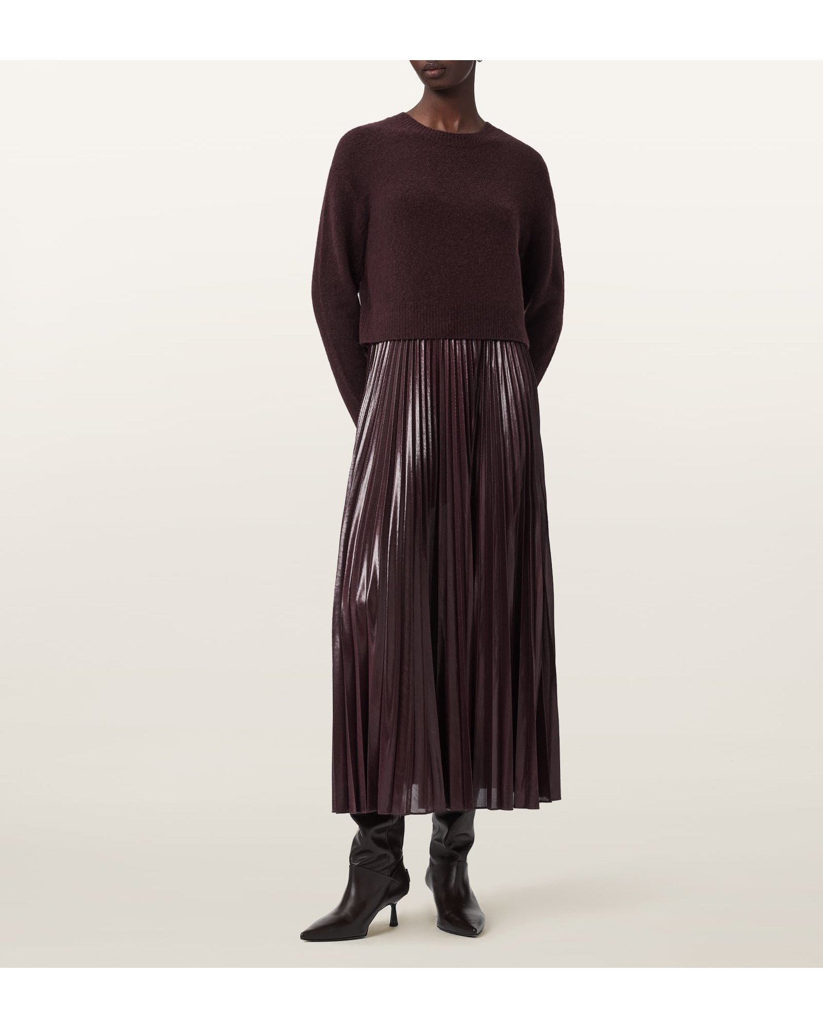 【オールセインツ/ALLSAINTS】のSPARK CREW DRESS インテリア・キッズ・メンズ・レディースファッション・服の通販 founy(ファウニー) 　ファッション　Fashion　レディースファッション　Fashion for Women　ワンピース　Dresses　フォーマル・パーティードレス・結婚式用ドレス　Elegant & Casual Dresses　シンプル　Simple, Minimal　ドレス　Dress, One-Piece　プリーツ　Pleats, Pleated　マキシ　Maxi, Full Length　定番　Standard, Basic Item　OXBLOOD RED|ID: prp329100004982540 ipo3291000000037326998