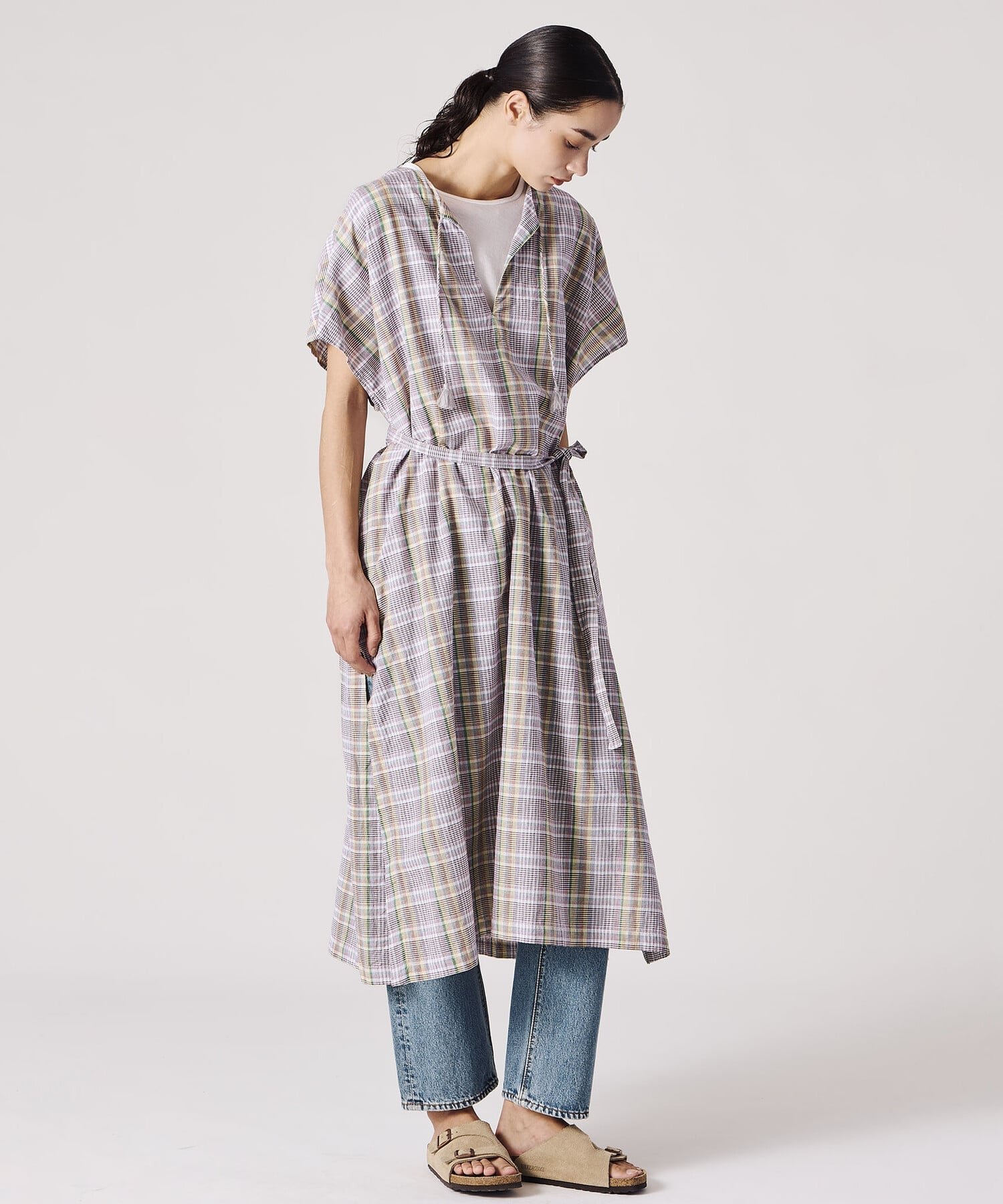 【ビショップ/Bshop】のマドラスチェック カフタンワンピース WOMEN 大人の最旬トレンドファッション＆コーディネート founy(ファウニー) 　ファッション　Fashion　レディースファッション　Fashion for Women　ワンピース　Dresses　インド　Indian Textile　ショルダー　Shoulder, Shoulder Strap　スリット　Slit, Slit Detail　スリーブ　Sleeve, Long Sleeve / Short Sleeve　タッセル　Tassel, Fringe　チェック　Check, Plaid, Tartan　ドロップ　Drop Shoulder, Dropped Style　フレンチ　French, French Style　フロント　Front, Front Design　 other-1|ID: prp329100004982546 ipo3291000000037327019