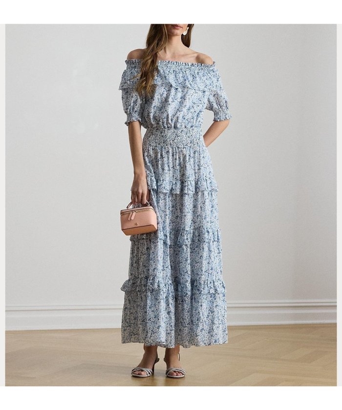 【ラルフローレン/RALPH LAUREN】のフローラル ボイル オフザショルダー ドレス インテリア・キッズ・メンズ・レディースファッション・服の通販 founy(ファウニー) https://founy.com/ ファッション Fashion レディースファッション Fashion for Women ワンピース Dresses フォーマル・パーティードレス・結婚式用ドレス Elegant & Casual Dresses くるぶし Ankle-Length カフス Cuff Design シャーリング Shirring, Ruched スモッキング Smocking, Gathered Stitching スリーブ Sleeve, Long Sleeve / Short Sleeve ティアードスカート Tiered Skirt, Flounced Skirt ドレス Dress, One-Piece フリル Frill, Ruffle 半袖 Short Sleeve, Half Sleeve |ID: prp329100004982566 ipo3291000000037354970
