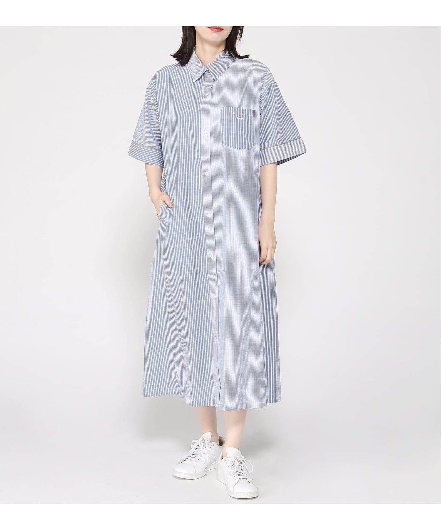 【クリフメイヤー/KRIFF MAYER】のマルチストライプシャツワンピ インテリア・キッズ・メンズ・レディースファッション・服の通販 founy(ファウニー) 　ファッション　Fashion　レディースファッション　Fashion for Women　ワンピース　Dresses　シャツワンピース / 1枚で着映えコーデ　Shirt Dresses　ガウン　Gown, Robe　スタンダード　Standard, Basic　ストライプ　Stripe, Striped Pattern　タンク　Tank Top, Sleeveless Top　デニム　Denim, Jeans Material　ベーシック　Basic, Essential　ロング　Long, Long-Length　ワンポイント　One Point, Statement Accent　夏　Summer　NAVY|ID: prp329100004982586 ipo3291000000037327156