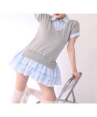 【ナイスクラップ/NICE CLAUP】のニットドッキング半袖シャツチュニック グレー|ID: prp329100004982601 ipo3291000000037327210