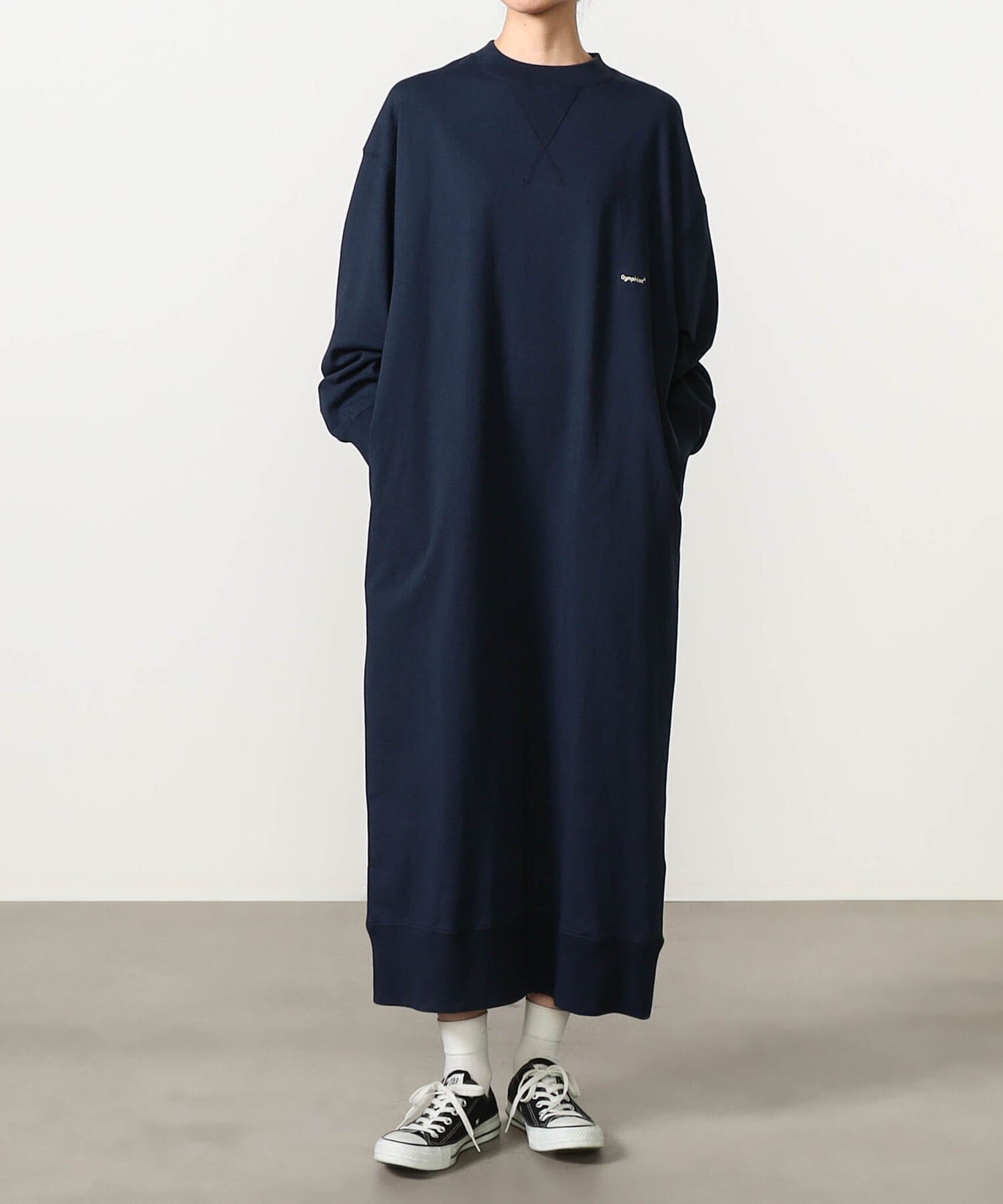 【ビショップ/Bshop】のコットンジャージー クルーネックワンピース WOMEN インテリア・キッズ・メンズ・レディースファッション・服の通販 founy(ファウニー) 　ファッション　Fashion　レディースファッション　Fashion for Women　ワンピース　Dresses　ショーツ　Shorts, Short Pants　スポーツ　Sports, Activewear　ワイド　Wide, Wide Fit　DKNAVY|ID: prp329100004982661 ipo3291000000037327413