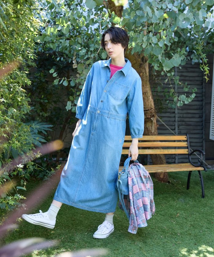 【キャラオクルス/CARA OCRUZ】のデニムシャツワンピース インテリア・キッズ・メンズ・レディースファッション・服の通販 founy(ファウニー) https://founy.com/ ファッション Fashion レディースファッション Fashion for Women ワンピース Dresses シャツワンピース / 1枚で着映えコーデ Shirt Dresses ウォッシャブル Machine Washable シンプル Simple, Minimal デニム Denim, Jeans Material フロント Front, Front Design ポケット Pocket, Pocket Detail エレガント 上品 Elegant 夏 Summer |ID: prp329100004982662 ipo3291000000037397281