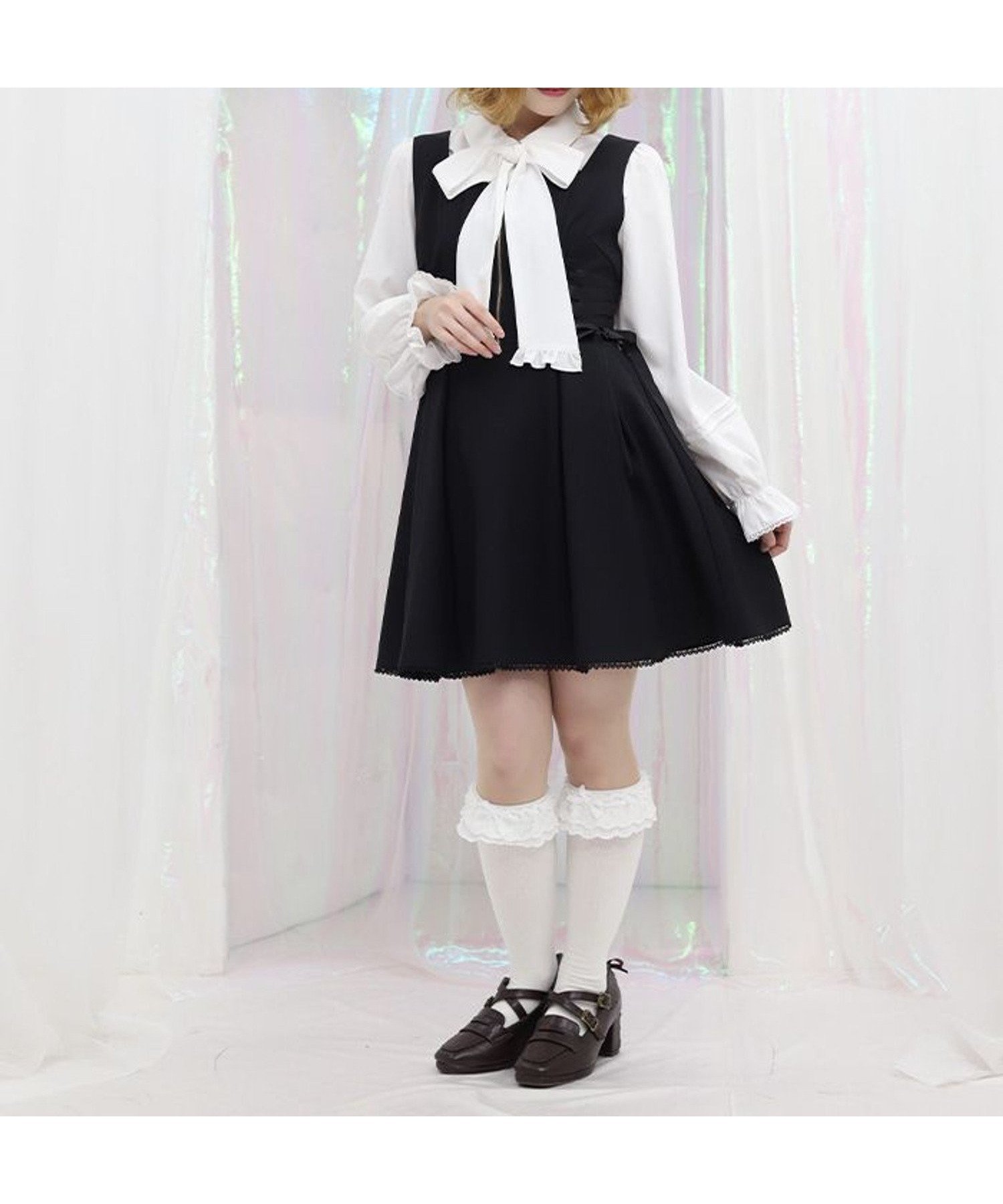 【アクシーズファム/axes femme】のリボン付センタージップジャンパースカート インテリア・キッズ・メンズ・レディースファッション・服の通販 founy(ファウニー) 　ファッション　Fashion　レディースファッション　Fashion for Women　スカート　Skirts　おすすめ　Recommended / Our Picks　ガーリー　Girly, Feminine Style　セットアップ　Set-Up, Coordinated Outfit　トレンド　Trend, Trending Now　パール　Pearl, Pearl Accent　リボン　Ribbon, Bow　春　Spring　黒|ID: prp329100004982691 ipo3291000000037327502
