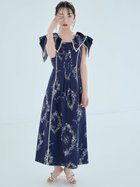 【スナイデル/SNIDEL】の【WEB限定00サイズあり】ラッフルカラープリントワンピース 大人の最旬トレンドファッション＆コーディネート founy(ファウニー) ファッション Fashion レディースファッション Fashion for Women ワンピース Dresses ウェーブ Wavy Pattern エレガント 上品 Elegant シェイプ Shape, Slim Fit スカーフ Scarf, Neckwear ストレート Straight, Straight Cut スマート Smart, Elegant ドット Polka Dot, Dot Pattern パイピング Piping, Trim Design フラワー Flower, Floral フロント Front, Front Design プリント Print, Printed Pattern リボン Ribbon, Bow おすすめ Recommended / Our Picks thumbnail NVY[089]|ID: prp329100004982701 ipo3291000000037327533