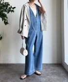 【ドゥドゥ/DouDou】の【WEB限定】深Vサロペット サックスブルー|ID: prp329100004982713 ipo3291000000037327572