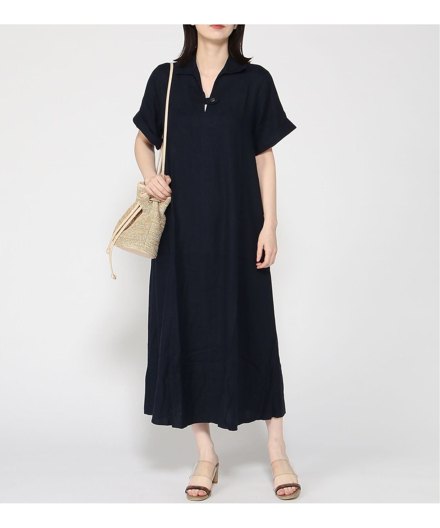 【バナナリパブリック ファクトリーストア/BANANA REPUBLIC FACTORY STORE】の日本限定 リネンブレンド Aライン ワンピース インテリア・キッズ・メンズ・レディースファッション・服の通販 founy(ファウニー) 　ファッション　Fashion　レディースファッション　Fashion for Women　ワンピース　Dresses　リネン　Linen, Linen Fabric　PREPPY_NAVY|ID: prp329100004982717 ipo3291000000037327585