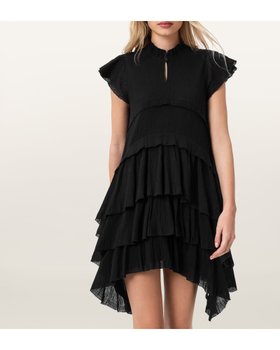 【オールセインツ/ALLSAINTS】のCAVARLY SSMINI DRESS 大人の最旬トレンドファッション＆コーディネート founy(ファウニー) ファッション Fashion レディースファッション Fashion for Women ワンピース Dresses フォーマル・パーティードレス・結婚式用ドレス Elegant & Casual Dresses クラシック Classic, Timeless Style ショート Short, Short Length スリーブ Sleeve, Long Sleeve / Short Sleeve ドレス Dress, One-Piece フリル Frill, Ruffle メタル Metal, Metal Parts ラウンド Round, Round Neck |ID:prp329100004982719