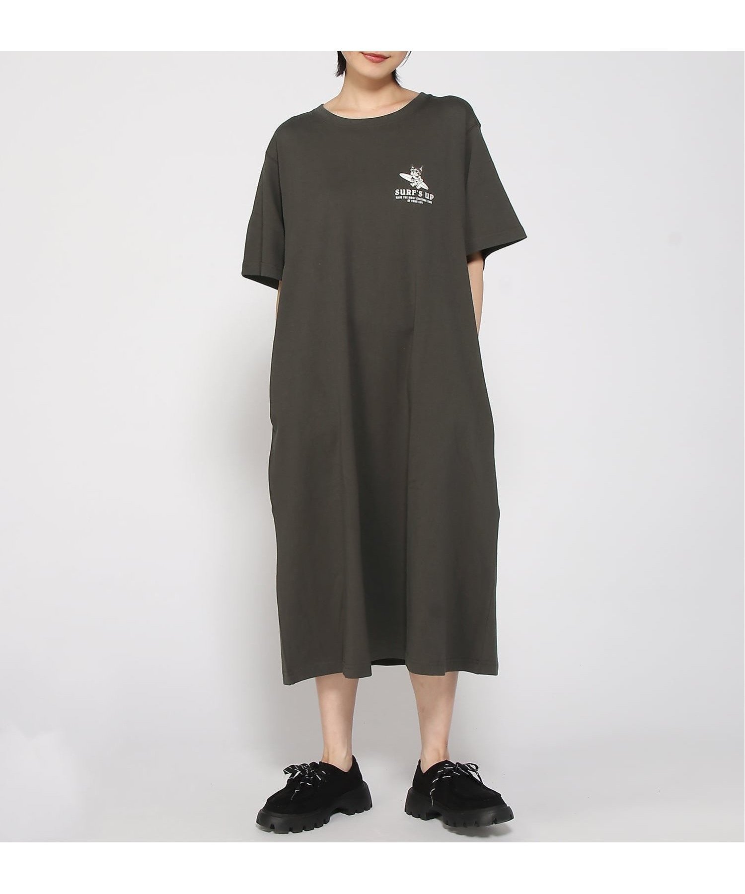 【フララニハワイ/Hula Lani Hawaii】のSURF S UP/プリント SS ワンピース インテリア・キッズ・メンズ・レディースファッション・服の通販 founy(ファウニー) 　ファッション　Fashion　レディースファッション　Fashion for Women　ワンピース　Dresses　グラフィック　Graphic, Graphic Design　ショート　Short, Short Length　スリーブ　Sleeve, Long Sleeve / Short Sleeve　プリント　Print, Printed Pattern　リラックス　Relax, Relaxed Fit　GRY|ID: prp329100004982722 ipo3291000000037327600