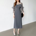【ココモモ/COCOMOMO】の凛と華やぐ,オフショルチュールパーティードレス 結婚式ワンピース ドレス グレイ.ブルー|ID: prp329100004982765 ipo3291000000037361878