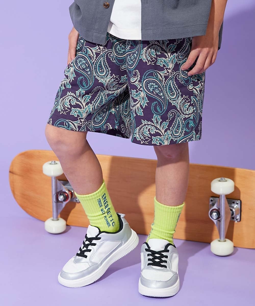 【デビロック/devirock / KIDS】のデザインいろいろ 無地ワンポイント 総柄 ミニ裏毛ハーフパンツ 子供服 キッズ 26SS インテリア・キッズ・メンズ・レディースファッション・服の通販 founy(ファウニー) 　ファッション　Fashion　キッズファッション　Fashion for Kids　ボトムス　Bottoms　シンプル　Simple, Minimal　スウェット / スエット　Sweatshirt, Sweatwear　ハーフ　Half, Half-Length　無地　Plain, Solid Color　ワンポイント　One Point, Statement Accent　おすすめ　Recommended / Our Picks　2026年　2026　2026春夏・S/S　Spring/Summer 2026 SS26　007-ペイズリー-Dネイビー|ID: prp329100004982767 ipo3291000000037327780