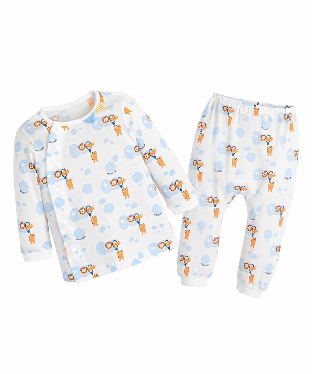 【モイモルン/moimoln / KIDS】の【セットアップ】ベアー ライオントップス パンツ インテリア・キッズ・メンズ・レディースファッション・服の通販 founy(ファウニー) 　ファッション　Fashion　キッズファッション　Fashion for Kids　トップス・カットソー　Cut & Sew Tops　ボトムス　Bottoms　セットアップ　Matching Sets　キッズトップス　Tops　シンプル　Simple, Minimal　セットアップ　Set-Up, Coordinated Outfit　モチーフ　Motif, Design Theme　人気　Popular, Best Seller　ブルー|ID: prp329100004982799 ipo3291000000037328360